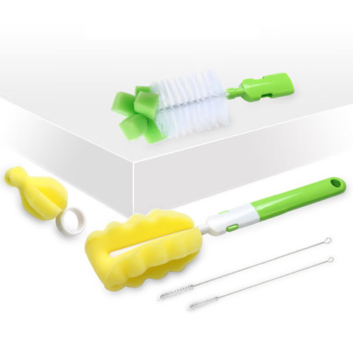 Equipped with cleaning bottle brush, pacifier and straw brush, 5-piece set, baby-specific sponge small brush, cleaning tool brush