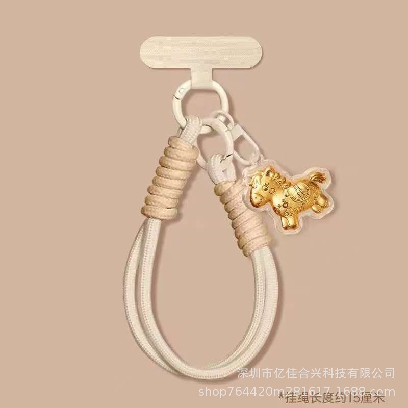 Año del Caballo cadena de teléfono móvil rojo nuevo tipo de pulsera teléfono móvil cuerdas de muñeca tejiendo robusto cuero accesorios de caballo colgantes