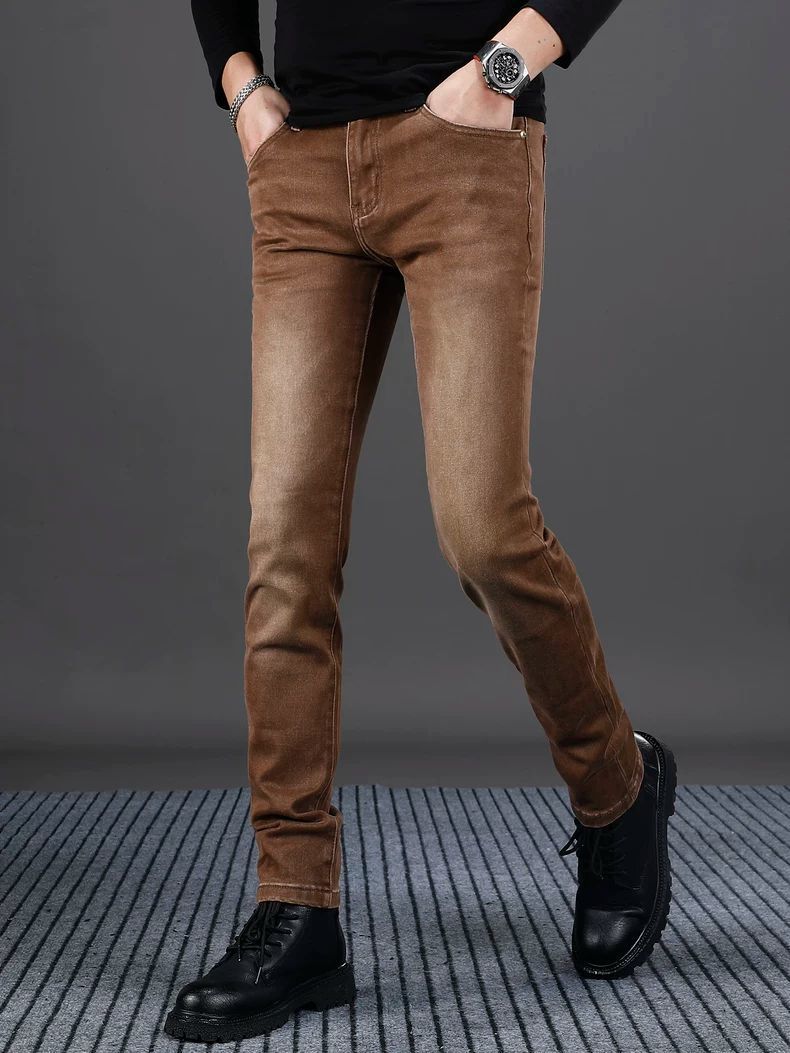 Férfi slim fit farmer nadrág hétköznapi pamut nadrág stílusos_voghion.com