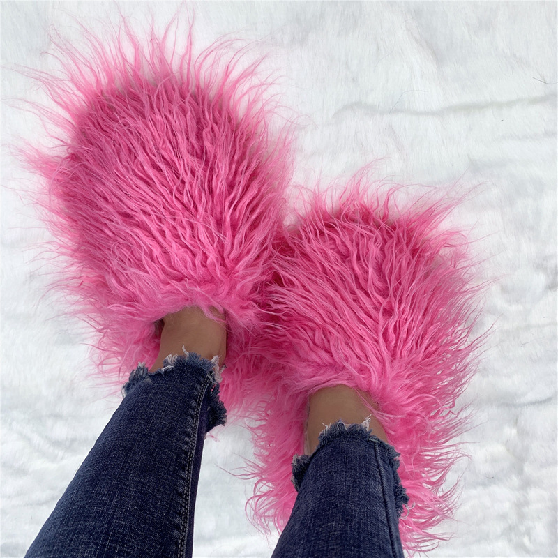 Unisex Streetwear Solid Color Round Toe Plush Slippers display picture 3