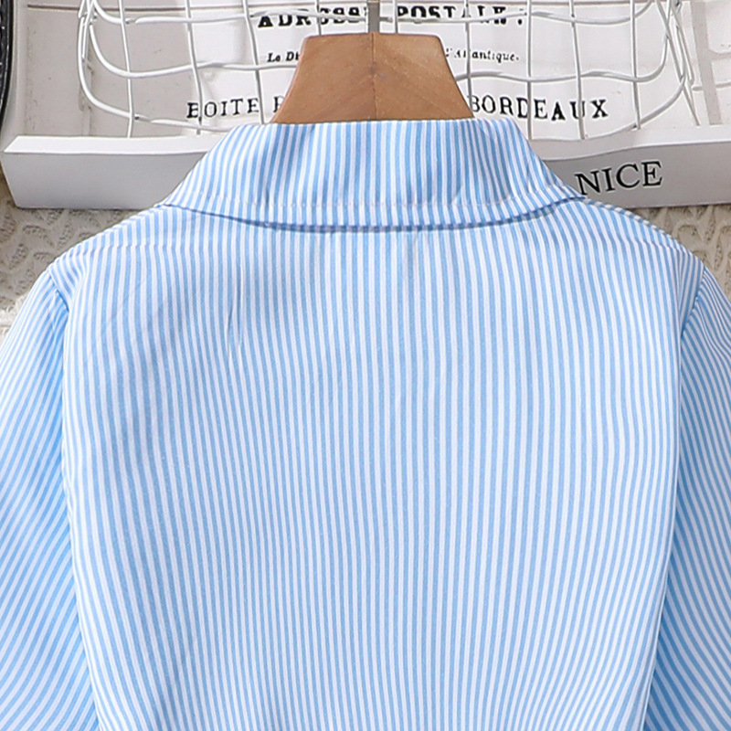 Girls' 9-11 years old autumn children's clothing 24 new fashionable striped long sleeved girls' dress_voghion.com