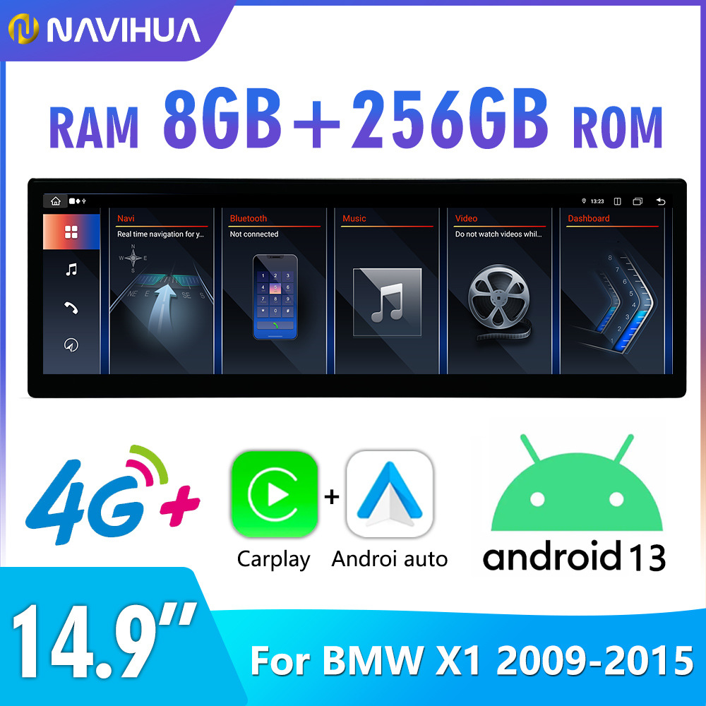 适用于宝马1357系X1X5X6改装中控导航14.9寸超清全景倒车影像一体