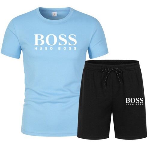 2025 Cross-border Summer New Mesh Short-sleeve T-shirt Men's Fashion Casual Sports Set Loose Men's Two-piece Set