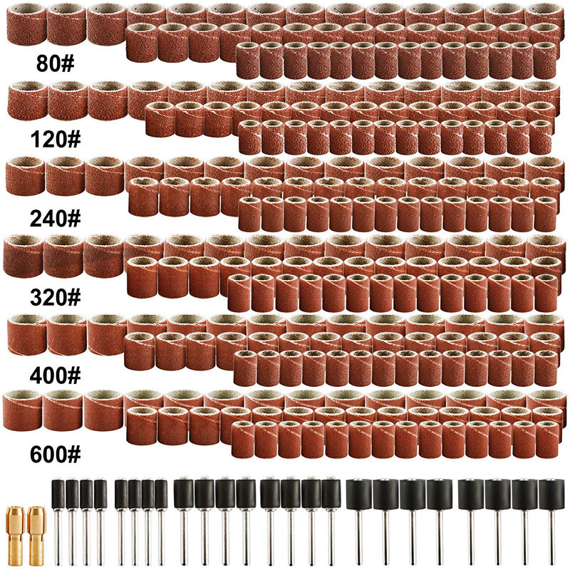 砂纸打磨套装 458pcs砂圈套装组合砂纸卷 砂鼓去皮砂布圈塑料盒包