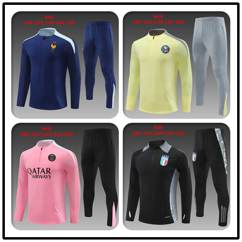24 new children's long sleeve training suit set Italy France Atletico Madrid Paris American team Tottenham football jersey