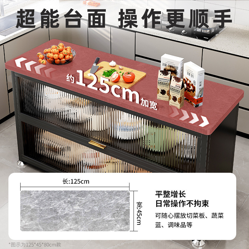 Estante de cocina de pizarra de roca, gabinete de almacenamiento de horno microondas multifuncional de piso, encimera, mesa de corte de verduras, mesa de preparación, armario lateral