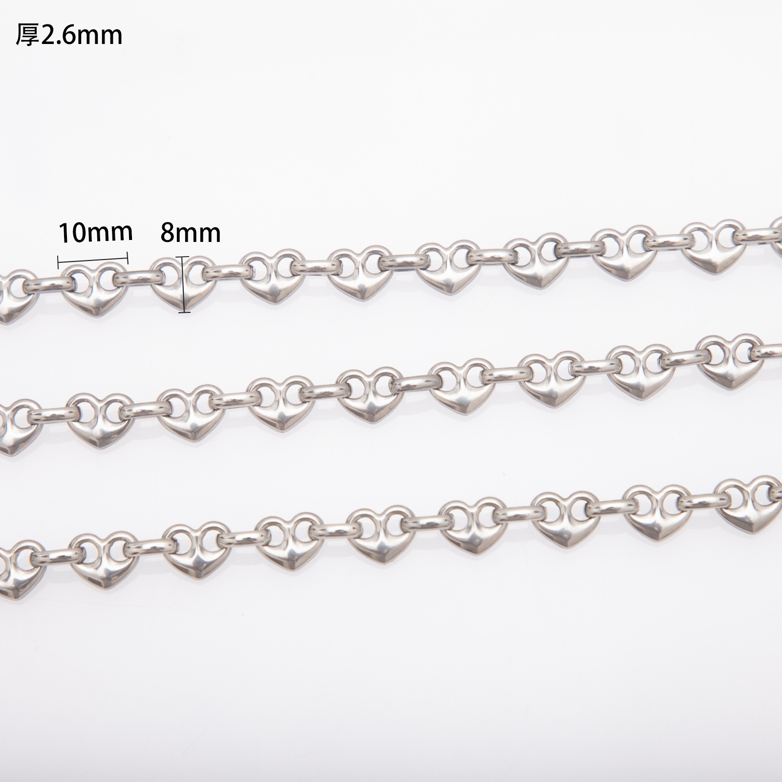 20g Weight Chain Jewelry Making Type Bracelets Classification 1 Piece Quantity 304 Stainless Steel Material Heart Shape Pattern All Seasons Season Casual Style 1 Piece 304 Stainless Steel Bracelets Chain Casual Heart Shape 4
