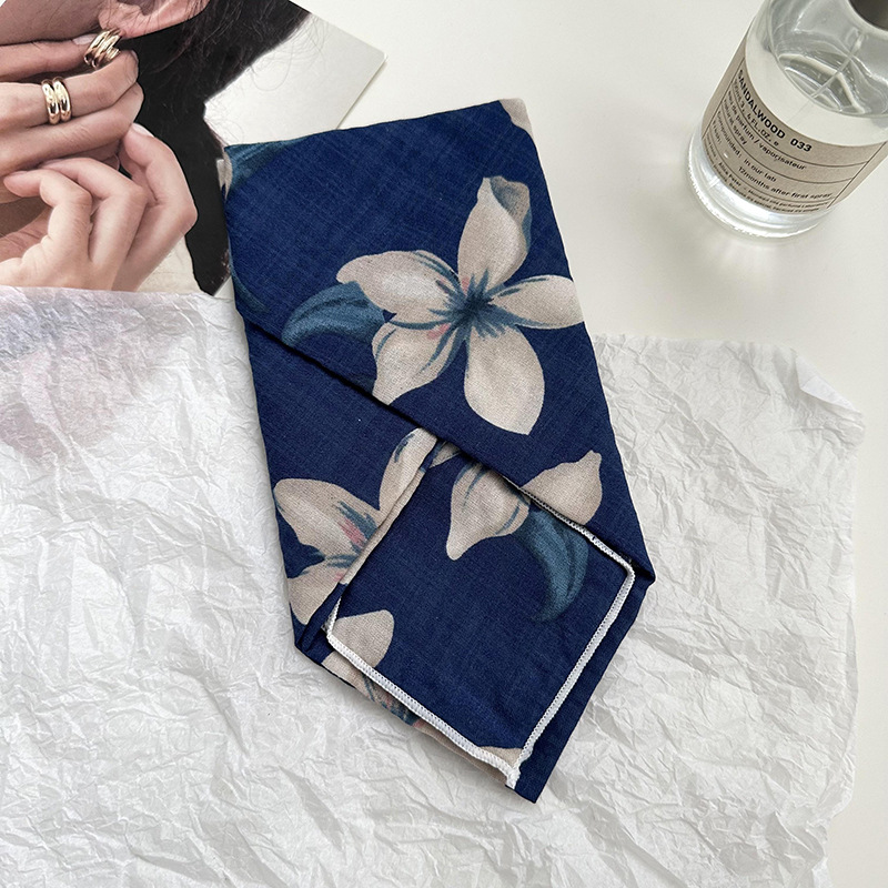 55 bufanda de seda, cinturón para el cabello, algodón y lino, bufanda cuadrada pequeña, arte coreano, moda de todo fósforo, primavera y otoño, nueva bufanda de temperamento, bufanda