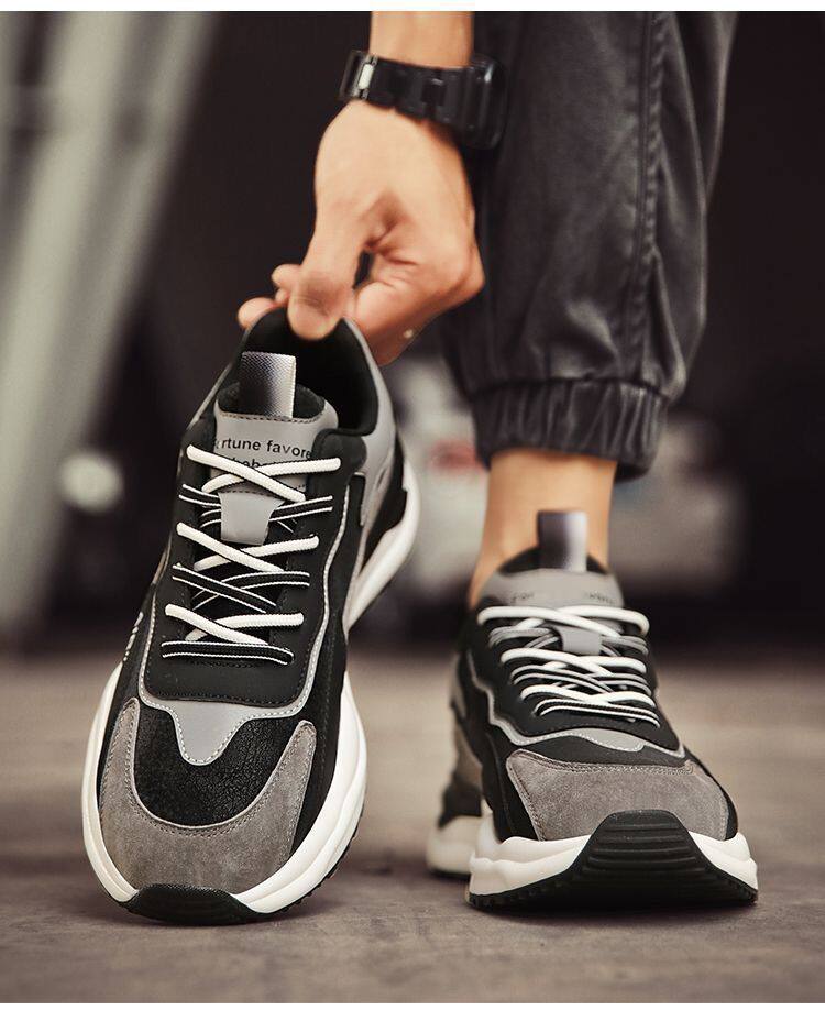 Giày thể thao nam da nhân tạo cổ thấp đế EVA chống trượt, kiểu sneaker thường ngày — A505 màu xanh, A505 đen chi tiết 4