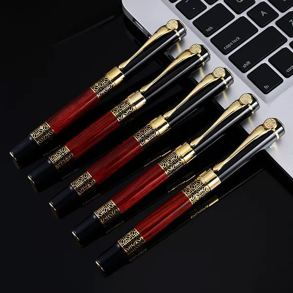 Chinese Style Retro Wood Grain Metal Signature Pen Business Meeting Advertising Office Hotel Commemorative Gift Pen with Logo