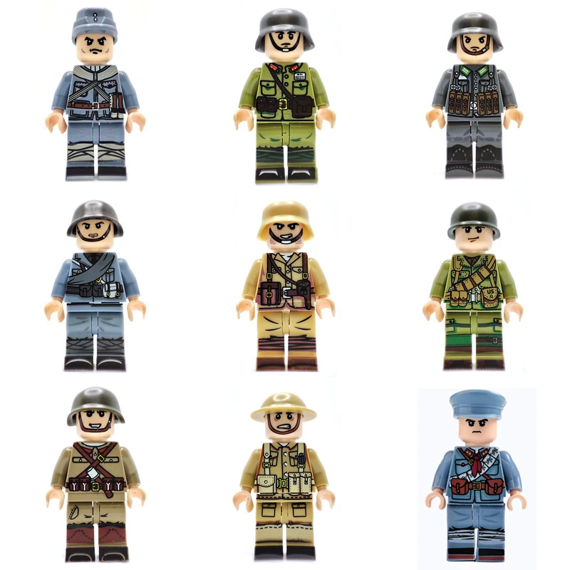 Трансграничные маленькие зернистые строительные блоки игрушки Солдаты Второй мировой войны