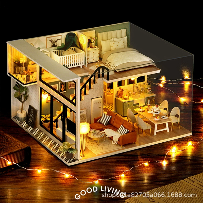 Comfortable hut, wooden constructor, handmade, DIY house, Birthday gift