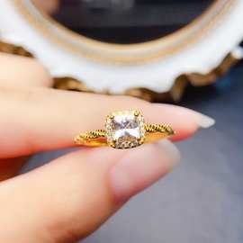 新款天然摩根石戒指S925银镶嵌主石5*5mm百搭网红爆款女饰批发