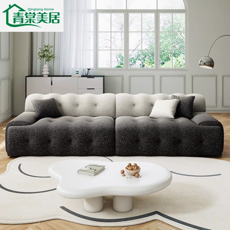 Italian Minimalist Sofa Gradient Color Art Sofa Modern Living Room Light Luxury Retro Fabric Straight Row Rochburg Sofa