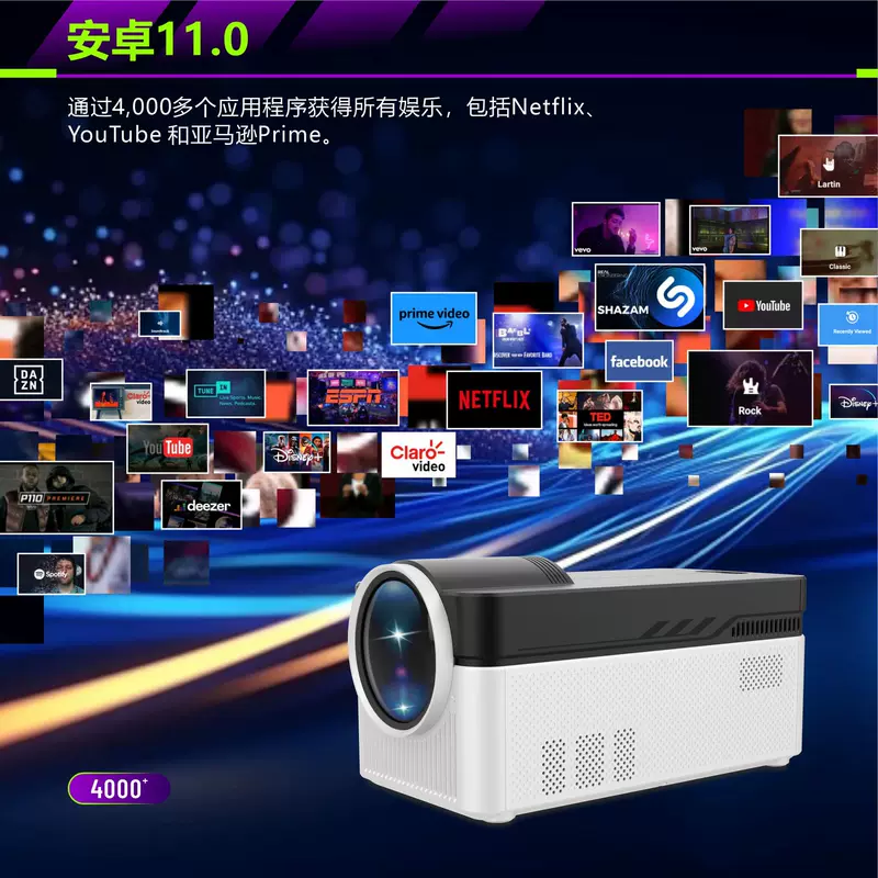 HY450 кросс‑бордер портативный проектор, двойной диапазон Wi-Fi 700 ANSI, пульт дистанционного управления, электрическая фокусировка, проекция 1080p