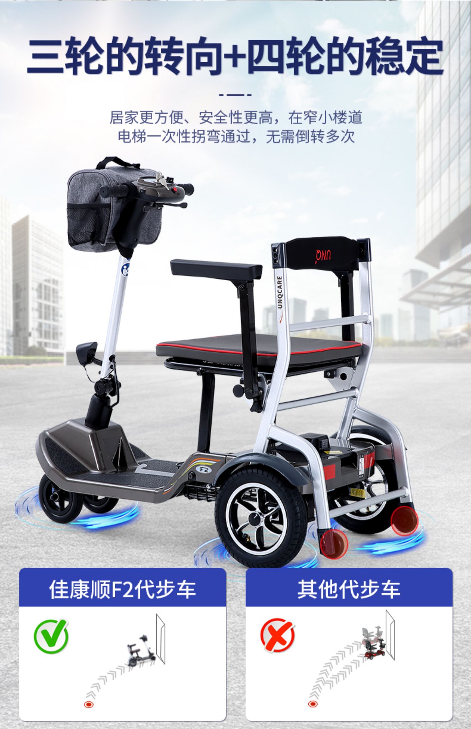 Jiankangshun Four-wheel Electric Vehicle for the Elderly Disabled Foldable Ultra-light Portable Power-assisted Battery Car