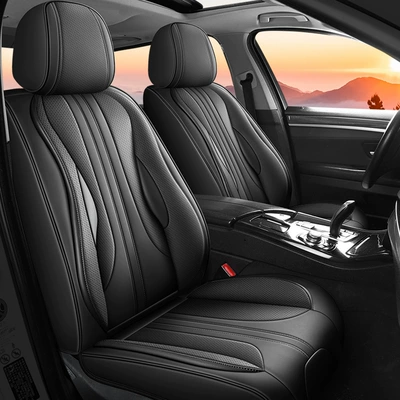 Car Nappa Leather Full-Coverage Seat Seat cushion, seat cover - standard-version-no-headrest-and-waistrest-mysterious-black-front-single-seat