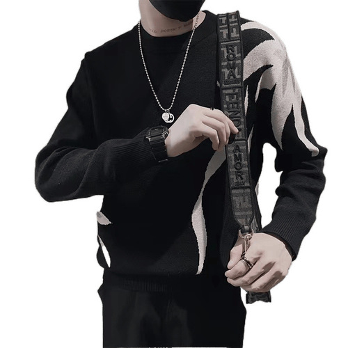 Men's Thick Crew Neck Sweater with Hip-Hop Style - New Winter Topwear, Trendy Brand Knitwear with Long sleeves
