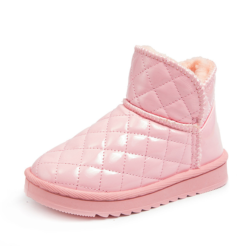 Botas de nieve para niñas zapatos de algodón para niños con forro polar 2022 nuevos Otoño e Invierno de cuero impermeable Botas cortas para niños botas de algodón cálido image 10