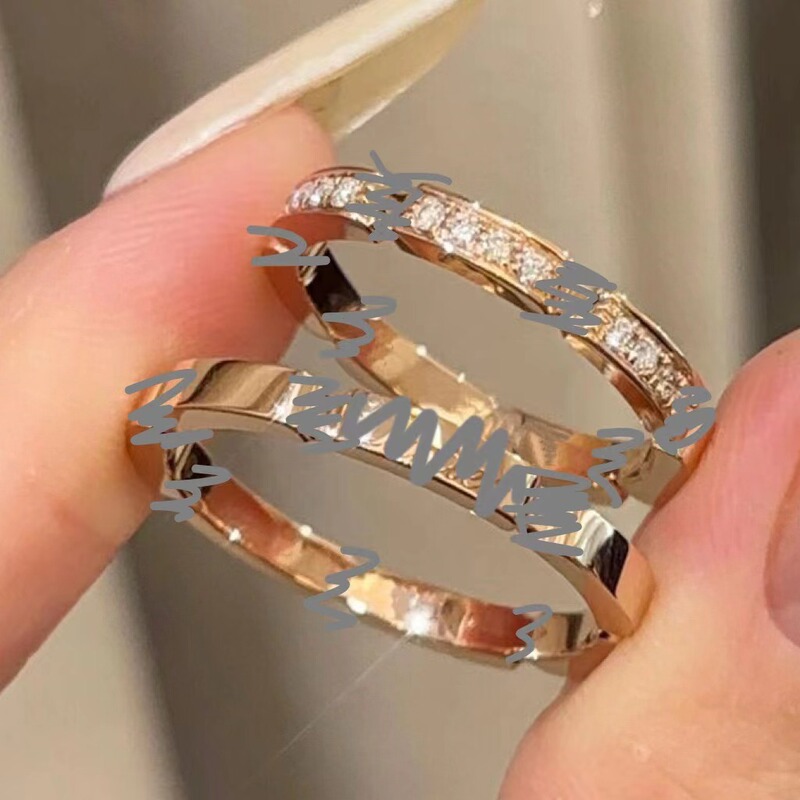 Kaka Classic Ring Cnc Precision Crafted Thick Plated 18K Narrow Version No Diamond Signature Single Section Multi Section Diamond-Encrusted Pair Ring for Women