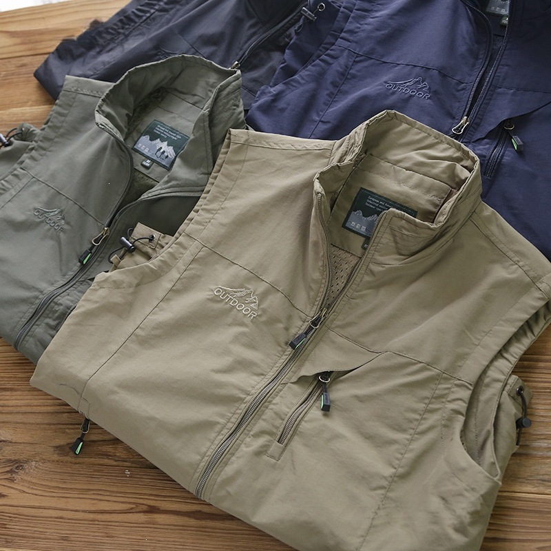 High-quality! Men's factory outlet outdoor stand-up collar functional multi-pocket waterproof breathable quick-drying vest, black High-quality! Men's factory outlet outdoor stand-up collar functional multi-pocket waterproof breathable quick-drying vest, black