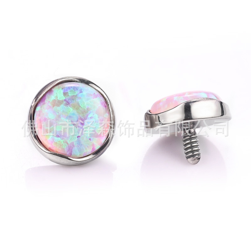 Zesen F136 Titanium Alloy Wavy Edge Opal Earrings Flats Tongue Nail Jewelry Lip Nail Body Piercing detail image 8