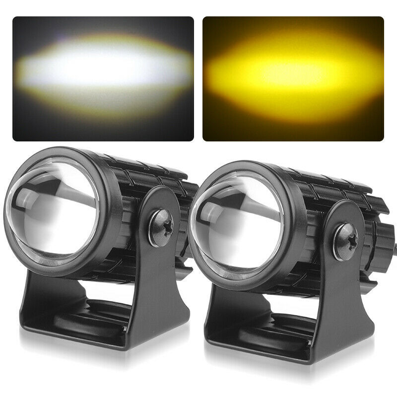 Transfronteriza venta caliente de faro de motocicleta LED blanco y amarillo de dos colores cañón de acero a prueba de agua 12 - 80V