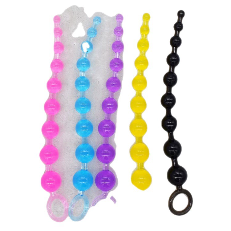 Soft Rubber Anal Beads, Multicolor Gourd-Shape String with Ring Handle, 0.05 kg