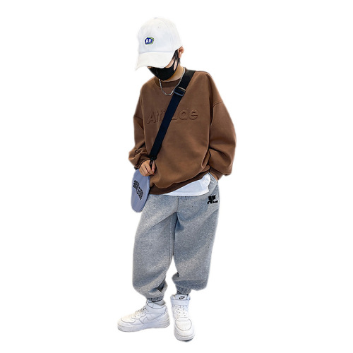 Children's spring and autumn  thin long-sleeved sweatshirt and sweatpants suit for older children and students, loose casual sports two-piece set
