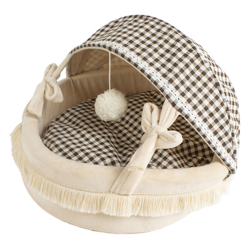 Leyoupai nido de gato de aspecto alto cuatro estaciones Cama de Gato universal semi-cerrado nido de gato desmontable suministros para mascotas sofá puede ser enviado en nombre