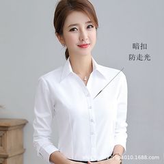 コットンツイル長袖シャツVネック露出防止ウエスト万能作業服シャツ春秋気質プロフェッショナルウェア