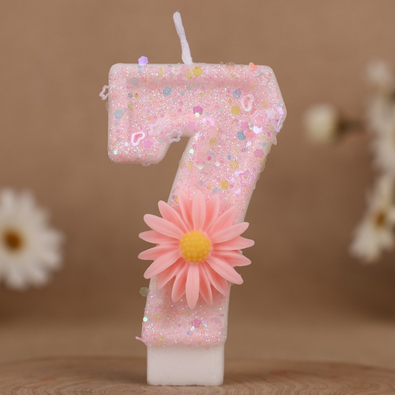 クロスボーダー Amazon Xiyin クリエイティブ ピンクひまわりデジタル誕生日キャンドル ケーキ デコレーション 0-9 デジタル キャンドル用|undefined