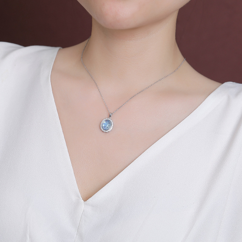 Mặt dây chuyền bạc S925 hình bầu dục siêu sáng bóng hoa hướng dương phong cách Pháp — Mặt dây chuyền đơn (không bao gồm dây chuyền)