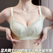 法式蜜桃胸蕾丝内衣小胸馒头加厚立体显胸大深V云感透气手掌内杯