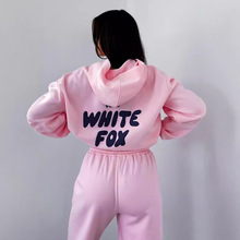 现货whitefox原版尺寸欧美跨境爆款发泡印花连帽卫衣