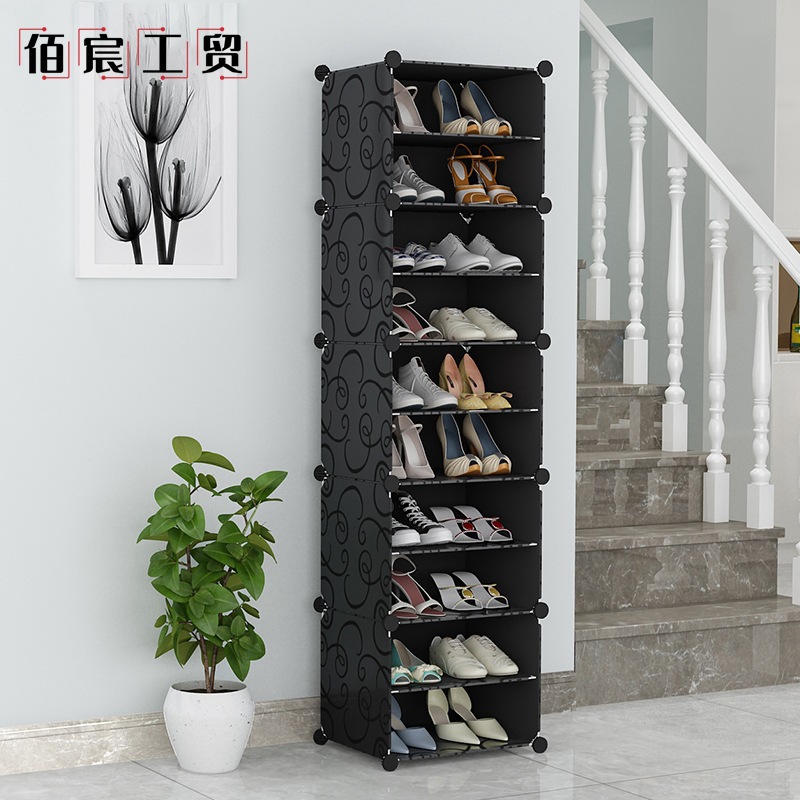 Estante de zapatos multicapa de gran capacidad gabinete de zapatos ensamblado en el hogar almacena estante a prueba de polvo en la puerta del dormitorio grande puede almacenar nórdico
