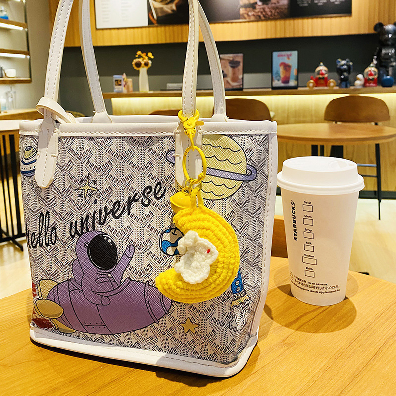 クリエイティブぬいぐるみかぎ針編みムーンウサギキーホルダー人形スクールバッグペンダント小さなペンダントカップル小さなギフトギフト|undefined
