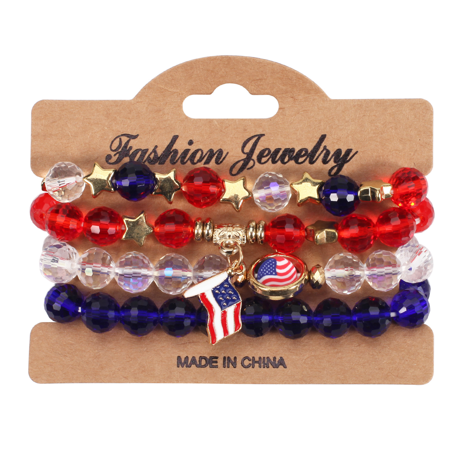 Wholesale Jewelry Simple Style Classic Style American Flag Artificial Crystal Alloy Soft Clay Beaded Bracelets display picture 13