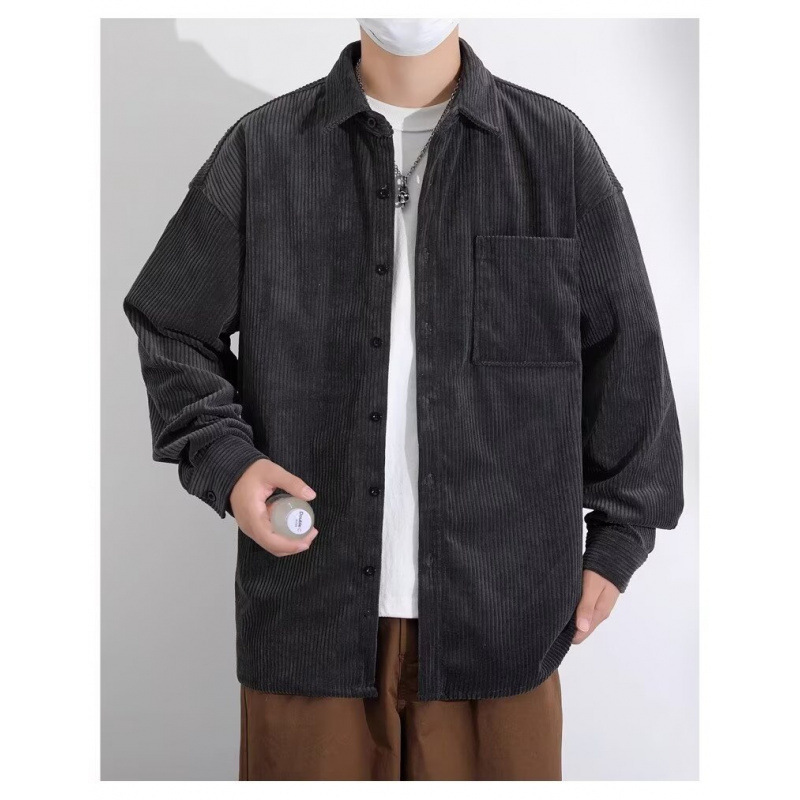 Corduroy Shirt Autumn and Winter Men's Long-sleeved Korean Fashionable Loose Pocket Shirt Youth All-match Casual Jacket Trendy