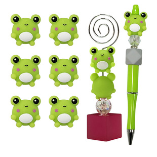 3D Silicone Frog Beads Creative DIY Jewelry Beaded Bracelet Accessories Ballpoint Pen Beads in stock Wholesale