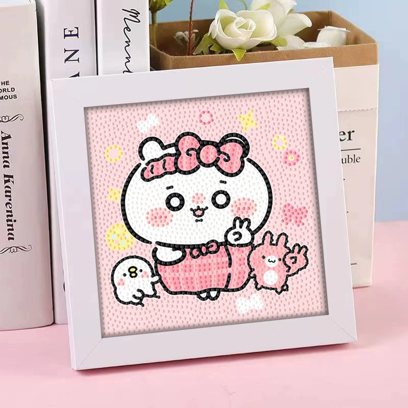 Кристальная вышивка DIY (Kuromi & KT Cat) 17×17 см фоторамка, набор наклеек в стиле мультфильма с полным заполнением