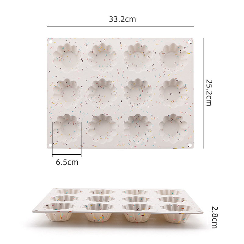 Food Grade Silicone Cake Mold 12 Cavity Baking Trimming Plate Chocolate Mousse Pudding Maker Kitchen Dining Bar_voghion.com