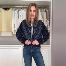 跨境速卖通2025秋季新品时尚个性复古V领流苏收腰针织开衫外套