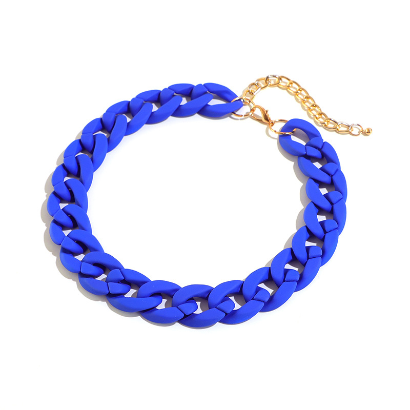 new necklace exaggerated European and American style Cuban chain colorful acrylic necklace