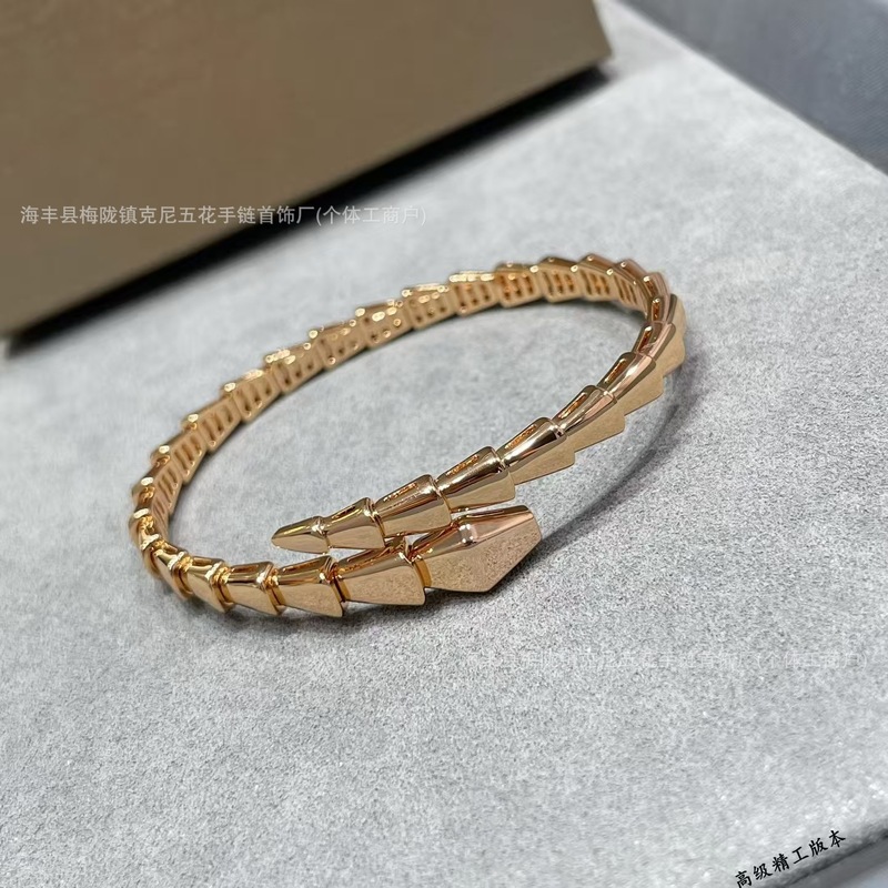 女性用スネークブレスレット、スターリングシルバーメッキ18Kローズゴールド、フルダイヤモンド、スネークボーン、マルチサークル、スネークヘッドオープンブレスレット、ダイヤモンド付き、新しいスタイル|undefined