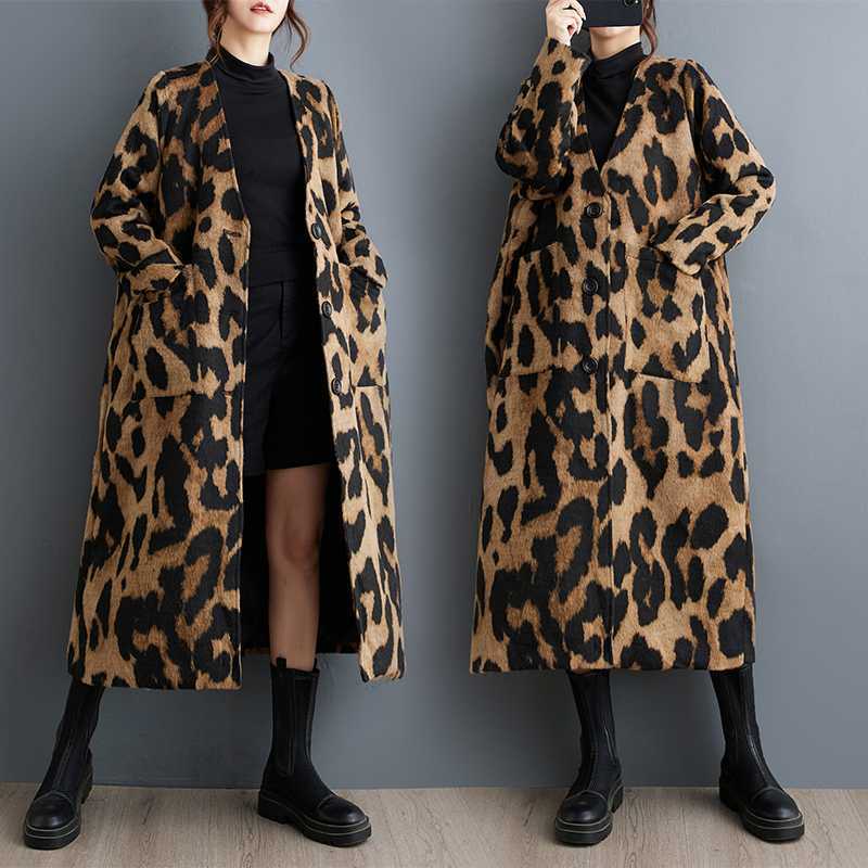 Autumn retro long woolen trench coat