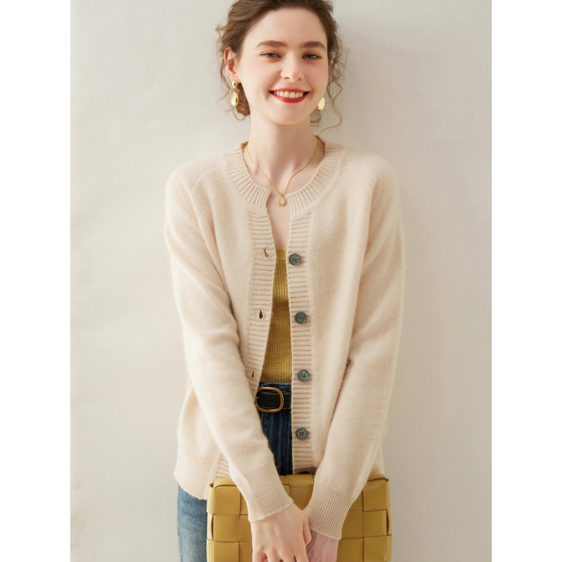 2025 Fall/Winter New Style Round Neck Elegant Cashmere Cardigan for Women, Double-Layer Thick Loose Plus Size Knit Sweater Coat 2025 Fall/Winter New Style Round Neck Elegant Cashmere Cardigan for Women, Double-Layer Thick Loose Plus Size Knit Sweater Coat