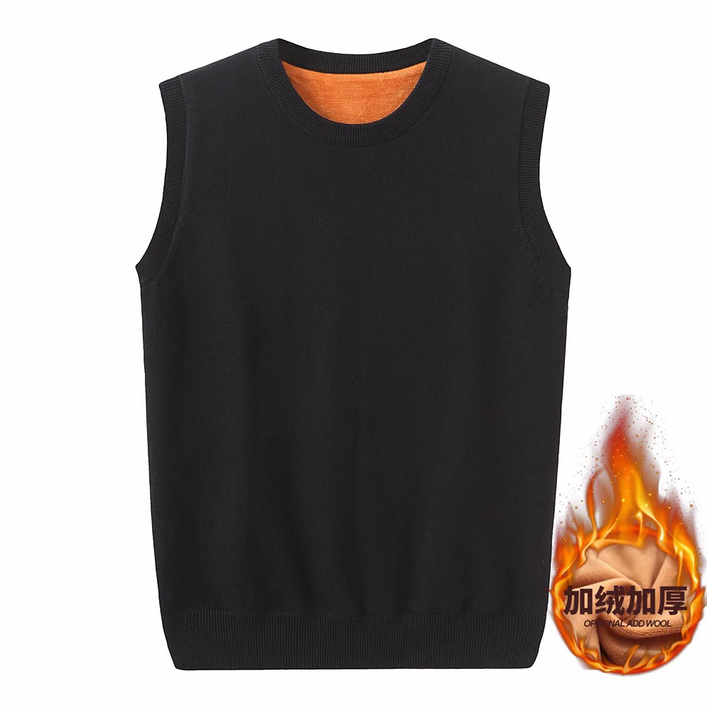 Осенне-зимние теплые шерстяные топы с круглым вырезом Мужской свитер без рукавов на флисовой подкладке Жилет Свитер Толстовка Mack
