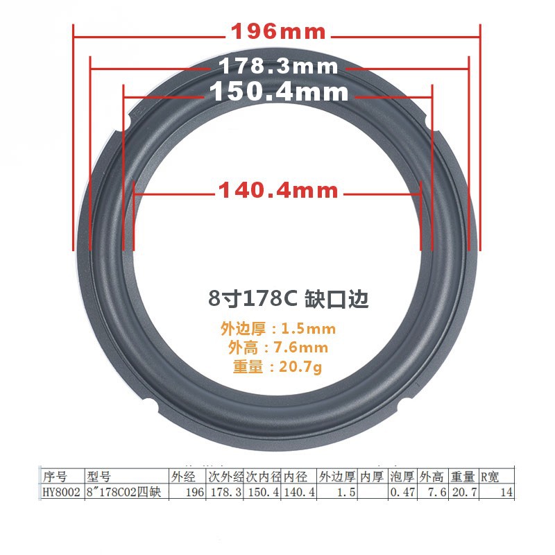 8 inch notched edge