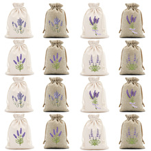 2025新款仿麻刺绣棉布袋薰衣草抽绳束口收纳袋首饰物件包装麻布袋